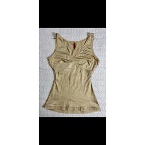 Spanx Tank Top Womens M Tan Surplice Wrap Camisole Shapewear Stretch B4